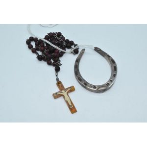 Sheffield sterling silver lucky horseshoe and vintage rosary…
