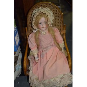19th century 'Armand Marseille' porcelain head doll, blonde…