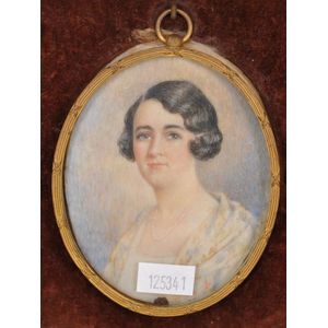 Vintage leather cased portrait miniature painted on ivory of…