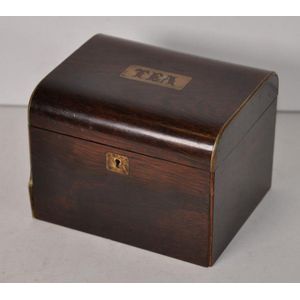 Victorian rosewood tea caddy single lidded tea box, 14 cm wide,…