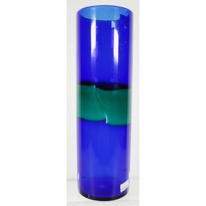 Bianconi Venini Cobalt Blue Vase with Green and White Belt - Venetian ...