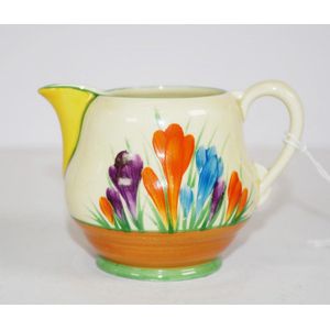 Clarice Cliff Bizarre cream jug 'Crocus' pattern,…