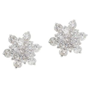 Flower Cluster Diamond Earrings in 18ct White Gold - Earrings - Jewellery