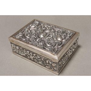 Yogya silver cigarette box and cover, of rectangular form,…