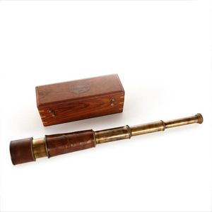 A Stanley of London cased telescope, in brass with a stitched…