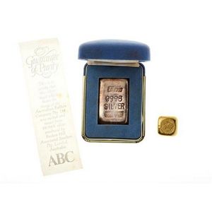 Gold and silver Ingots, 1oz fine gold Perth mint ingot with…
