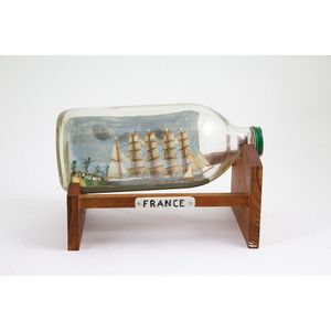 Model ship of barque 'France' in glass bottle five masted with…