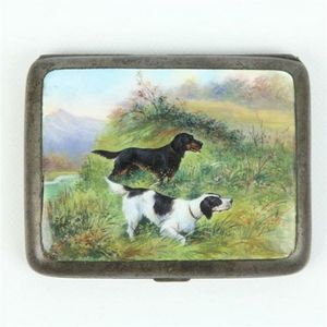 Continental silver 900 standard enamel cigarette case depicting…