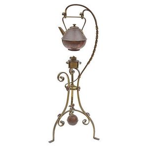 An Art Nouveau spirit kettle on stand, attributed to W.A.S…