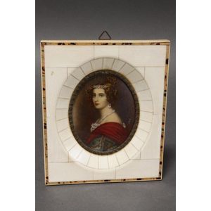 Good 19th century French portrait miniature, of oval form,…