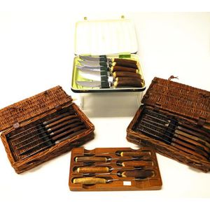 Four sets of various steak knives comprising 2 sets of six stag…