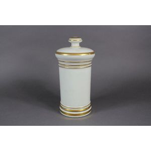Antique porcelain chemist bottle with gilt highlights, 26 cm…