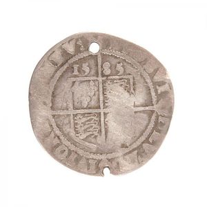 An Elizabeth I hammered silver coin, with two suspension holes…