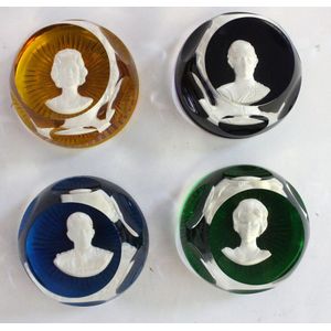 Four Baccarat crystal Sulphide medallion British Royal Family…