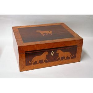 A Victorian rosewood and birdseye maple jewel/work box,…