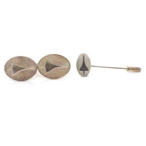 Sterling silver 'Concorde' cufflinks and tie pin, by British…