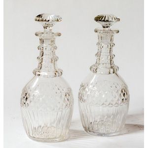 Georgian Crystal Decanter Pair - British - Georgian - Glass