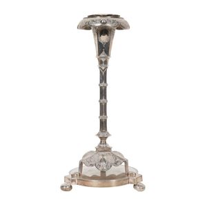 Henry Steiner sterling silver candle stick, c1880, height 30 cm