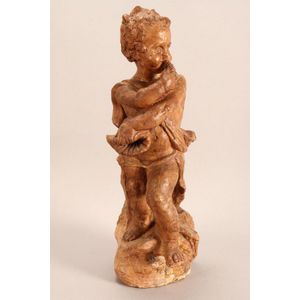 Good French terracotta figure, depicting a putto with robes…