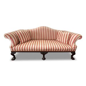 19th century double ended sofa, with camel back, flanked by&hellip;