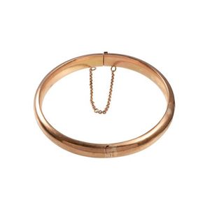 Pink Gold Hinged Bangle with Safety Chain - Bracelets/Bangles - Jewellery