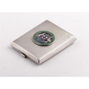 A sterling silver book match case, fine engine-turned…