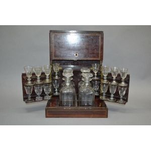 Antique 19th century French liquor set box, approx 24 cm high,…