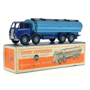 Dinky 504 Foden 14 - ton tanker, dark blue cab and chassis,…