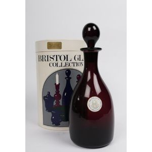 Ship's decanter. Thomas Webb & Sons amethyst with original box.…