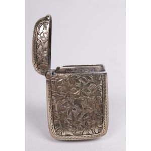 RESERVED antique Birmingham sold 1902 silver small etched fob vesta case