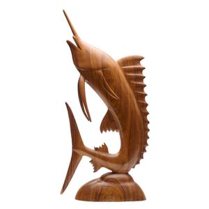 Queensland Walnut Marlin Sculpture - Animals & Birds - Sculpture/Statuary