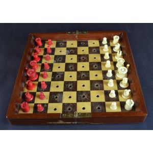 A travellers turned ivory, patent chess set, by Jaques London.…