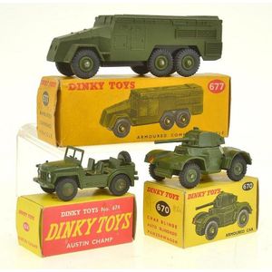 Three Dinky military models, including no. 670 Armoured car, no…