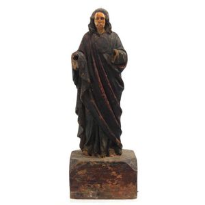 A carved wood & polychrome figure of Jesus, an ivory face…