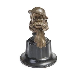 Bruce Bairnsfather bronze car mascot on bakelite plinth, circa…