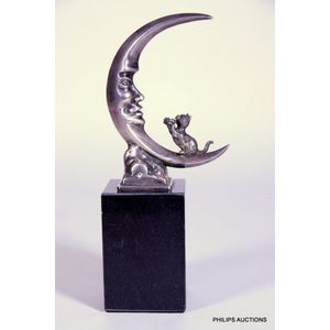 A French Art Deco car mascot 'Lune Et Chat, 1923 Paris, signed…