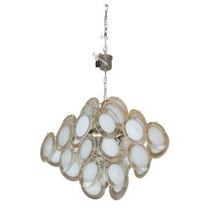 Vistossi disk chandelier; metal frame with translucent glass…