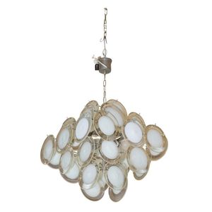 Vistossi disk chandelier; metal frame with translucent glass…