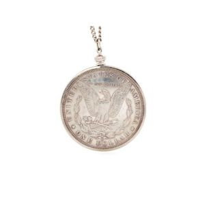 US 1884 Morgan one dollar pendant (new Orleans) chain is plate