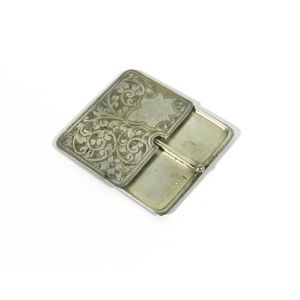 A silver plate stamp holder, rectangular in shape, filigree…