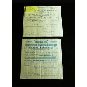 Two WA mining share certificates i block 42 Hampton plains Ltd…
