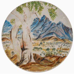 Hermannsburg school hand-painted porcelain plate, circa 1950s,…