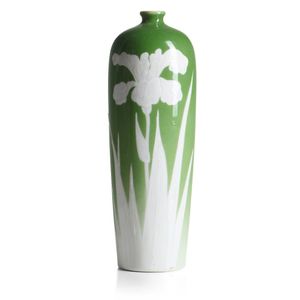 A Japanese vase, by Nishiura Enji (1856-1914), of tall form…