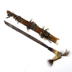 An old Borneo Dayak head-hunter's sword (Mandau), decorated&hellip;