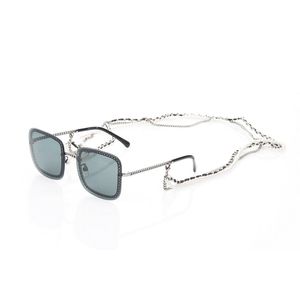 Gucci Gold/Grey Square-frame GG Logo Charm Sunglasses at FORZIERI