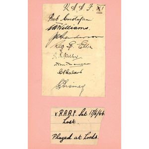 1944 scarce wartime autograph pages, noted 1944 England XI (10…