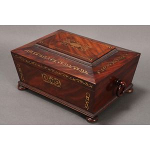 Regency Inlaid Mahogany Tea Caddy with Brass Scrollwork - Tea Caddies ...