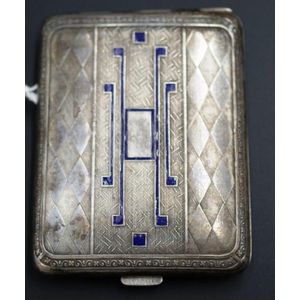 Case IN Cigarette Box Solid Silver Enamel Hermès Paris Art Deco 20th