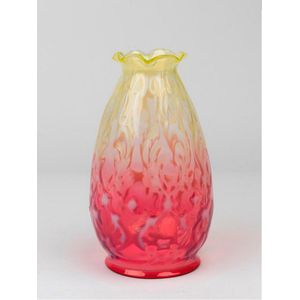 A Victorian vaseline and ruby glass shade, circa 1900 22 cm high