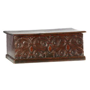 A carved oak storage box or bible box; 17th century and later,…